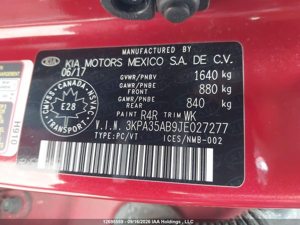 2018 KIA RIO EX/EX SPORT/EX TECH NAVI — I19