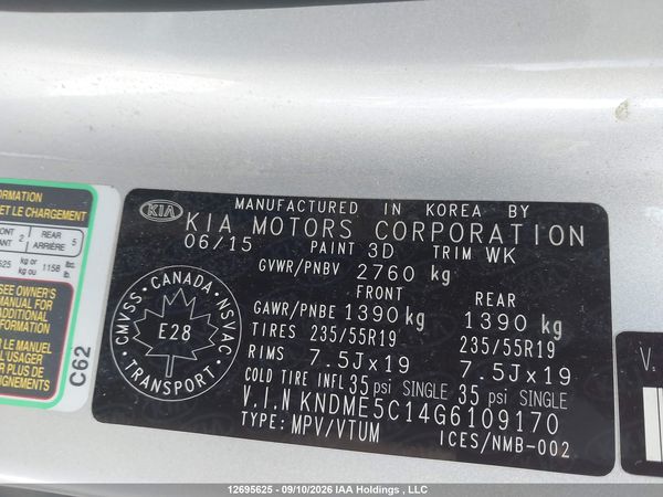 2016 KIA SEDONA SXL — I18
