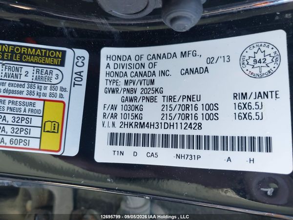 2013 HONDA CR-V LX — I9
