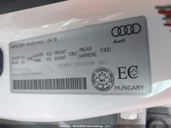 2018 AUDI A3 2.0T KOMFORT
