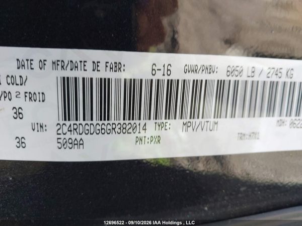 2016 DODGE GRAND CARAVAN CREW — I18