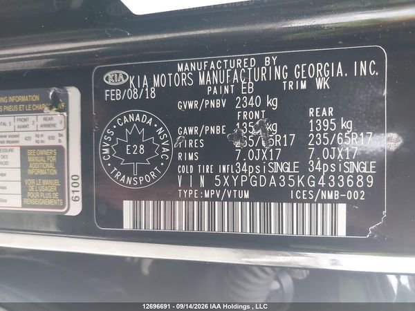 2019 KIA SORENTO 2.4L LX — I9