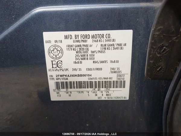 2019 FORD EDGE SEL — I9