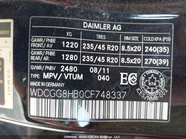 2012 MERCEDES-BENZ GLK 350 GLK350 4-MATIC — I9