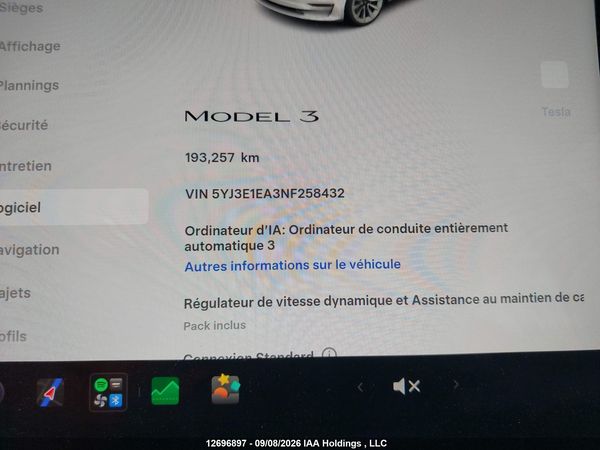 2022 TESLA MODEL 3 RWD/STANDARD RANGE