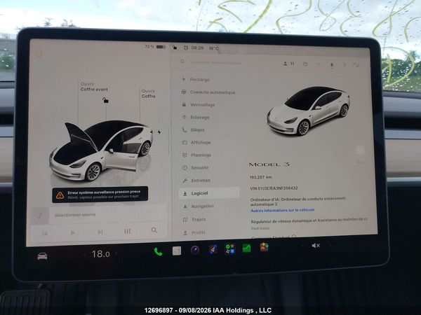 2022 TESLA MODEL 3 RWD/STANDARD RANGE