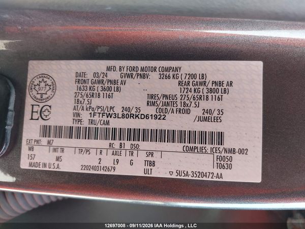 2024 FORD F-150 XLT — I9