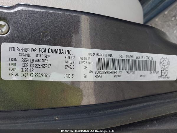 2017 DODGE GRAND CARAVAN CVP/SXT