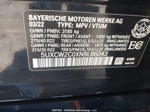 2022 BMW X7 XDRIVE40I — I9