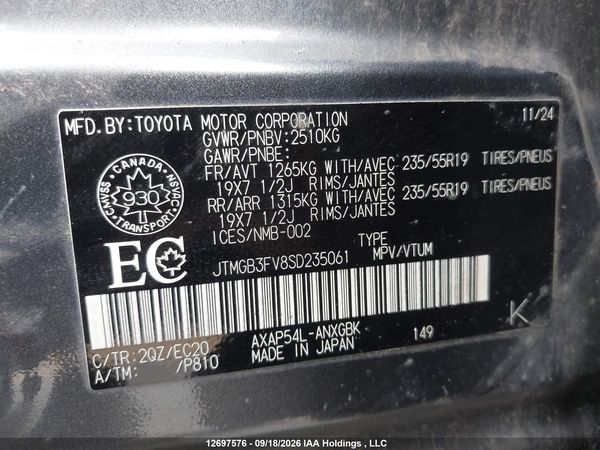 2025 TOYOTA RAV4 XSE — I19