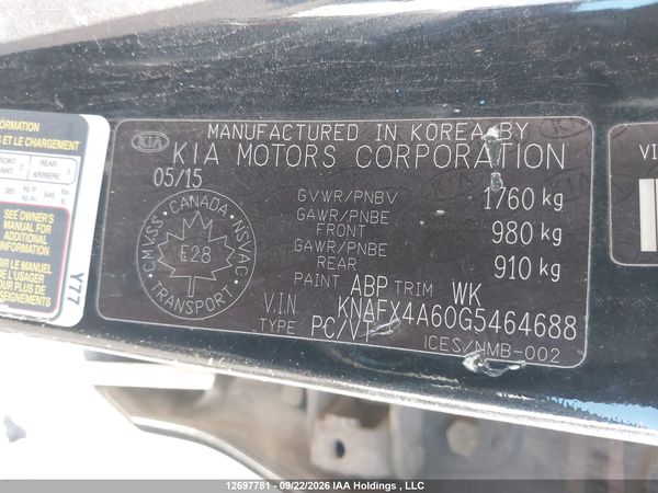 2016 KIA FORTE 1.8L LX/1.8L LX+ — I9