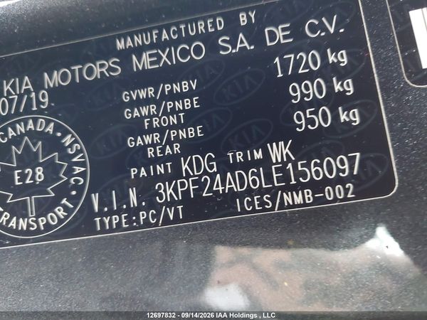 2020 KIA FORTE LX — I9