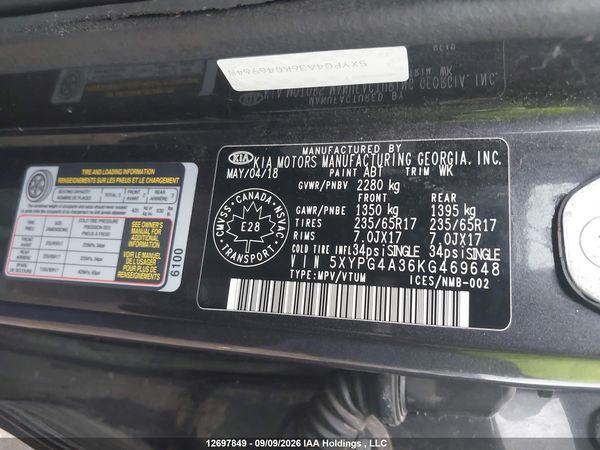 2019 KIA SORENTO 2.4L LX