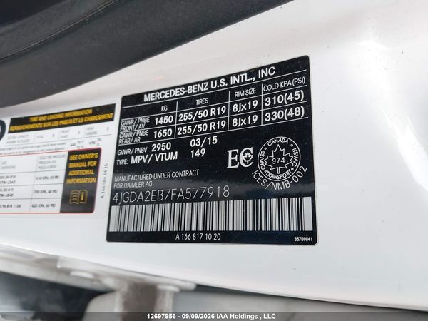 2015 MERCEDES-BENZ ML 350 BLUETEC 4MATIC — I9