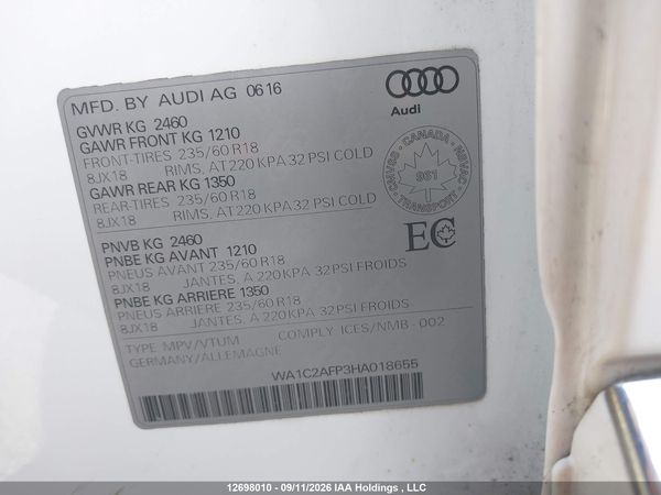 2017 AUDI Q5 2.0T KOMFORT — I9