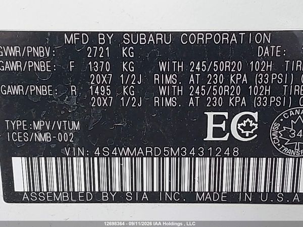 2021 SUBARU ASCENT