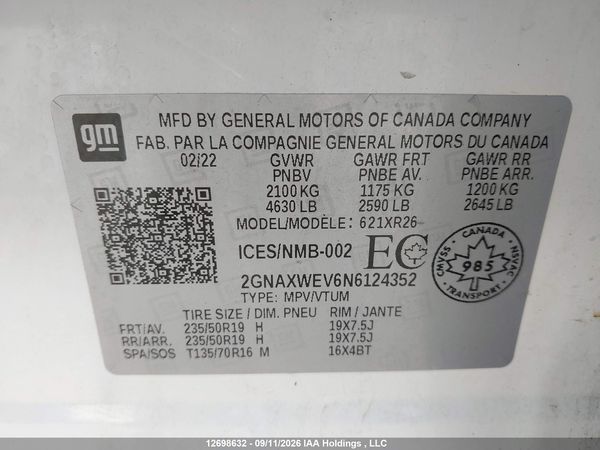 2022 CHEVROLET EQUINOX RS — I9