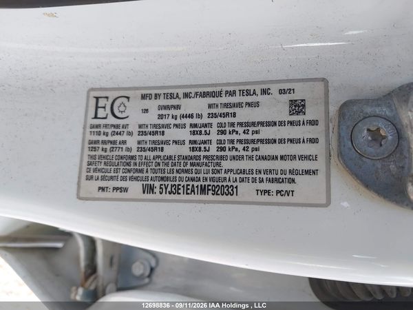 2021 TESLA MODEL 3