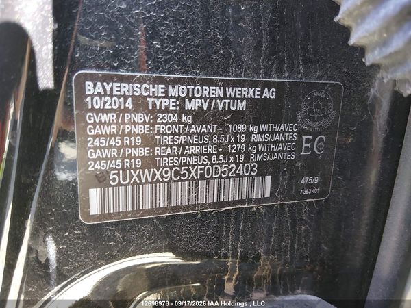 2015 BMW X3 XDRIVE28I — I9