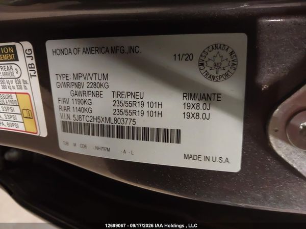 2021 ACURA RDX TECHNOLOGY — I9
