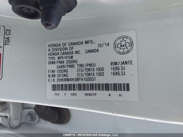 2015 HONDA CR-V LX — I9