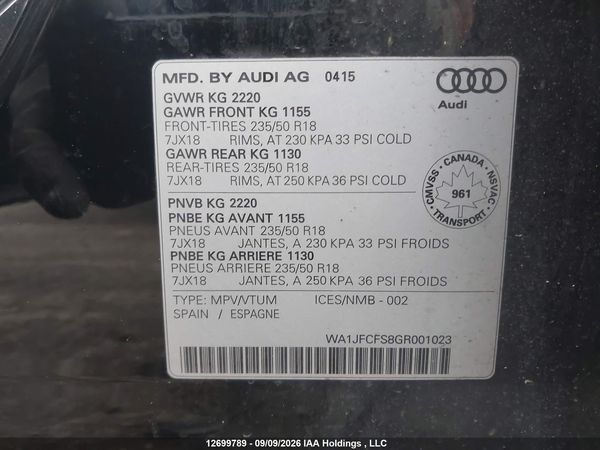 2016 AUDI Q3 2.0T PROGRESSIV — I9