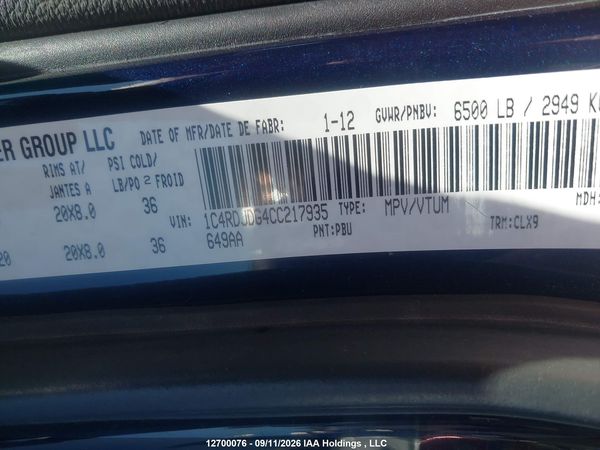 2012 DODGE DURANGO CREW PLUS — I9