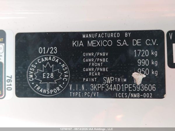 2023 KIA FORTE EX/EX+/EX PREMIUM — I19