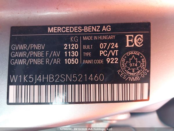 2025 MERCEDES-BENZ CLA 250 4MATIC — I9