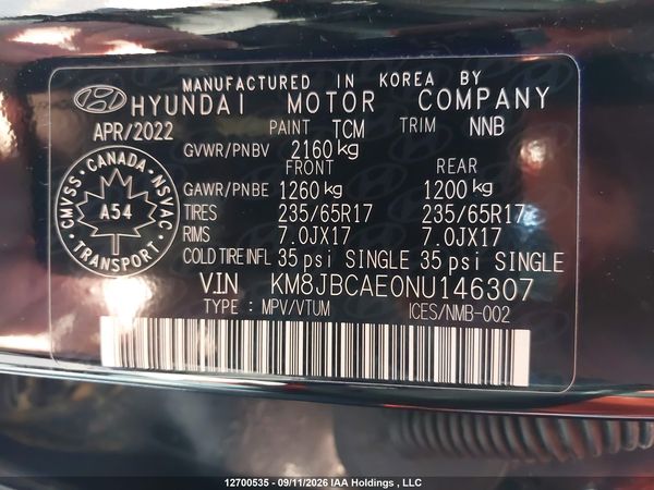 2022 HYUNDAI TUCSON ESSENTIAL AWD — I21