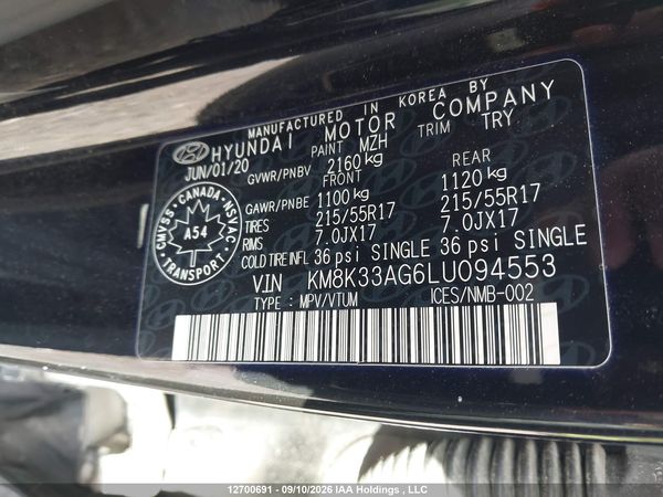 2020 HYUNDAI KONA LIMITED — I9