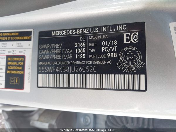 2018 MERCEDES-BENZ C 300 4MATIC — I9