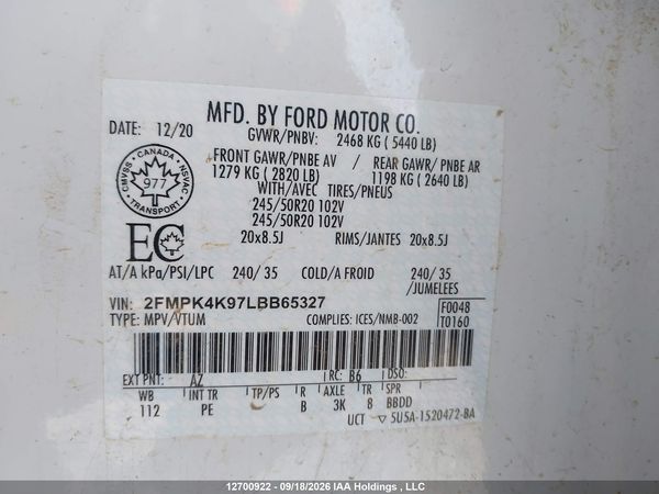 2020 FORD EDGE TITANIUM — I9