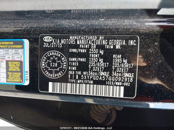 2016 KIA SORENTO LX/L — I18