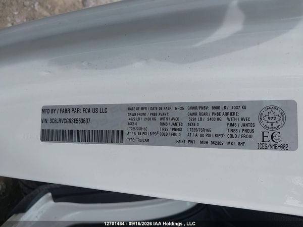2025 RAM PROMASTER 2500 2500 HIGH — I9