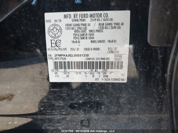 2018 FORD EDGE SEL — I18