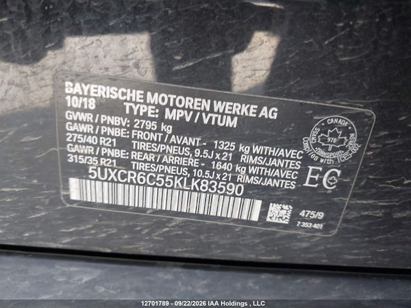 2019 BMW X5 XDRIVE40I — I19