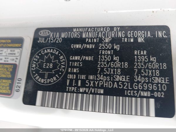 2020 KIA SORENTO EX/S — I19