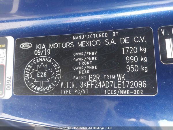 2020 KIA FORTE FE, LXS — I9