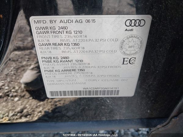 2016 AUDI Q5 PREMIUM — I9