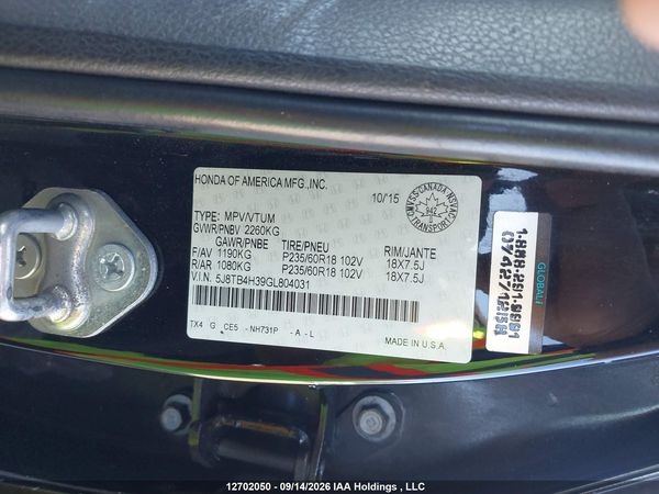 2016 ACURA RDX — I9