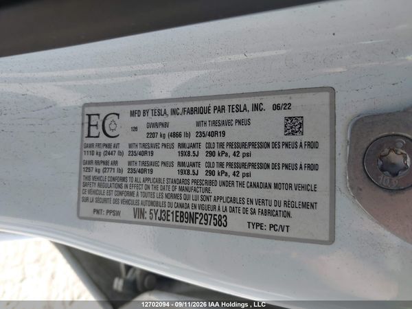 2022 TESLA MODEL 3