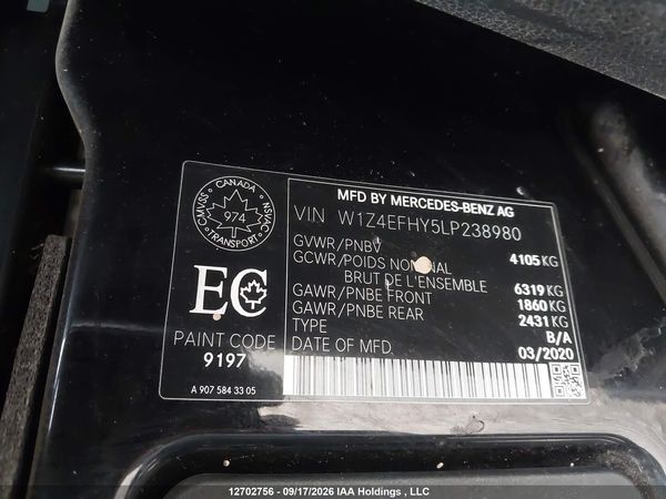 2020 MERCEDES-BENZ SPRINTER 2500 907 (VS30) — I9