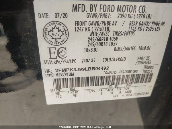 2020 FORD EDGE SEL — I20