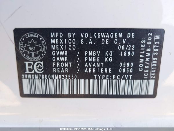 2022 VOLKSWAGEN JETTA Comfortline w/ Sport Pkg — I9