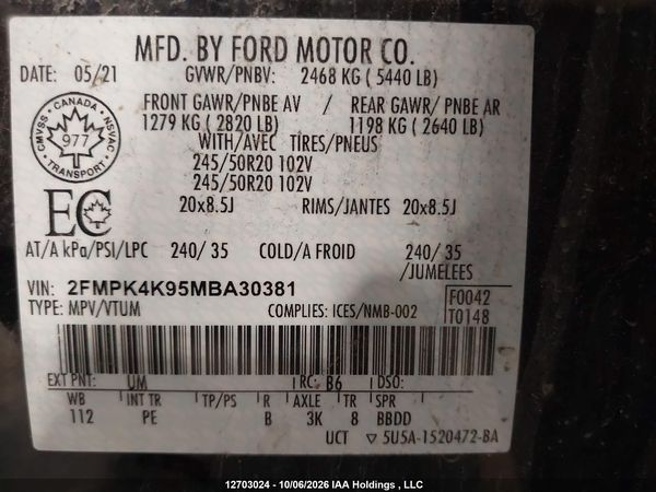 2021 FORD EDGE TITANIUM — I18