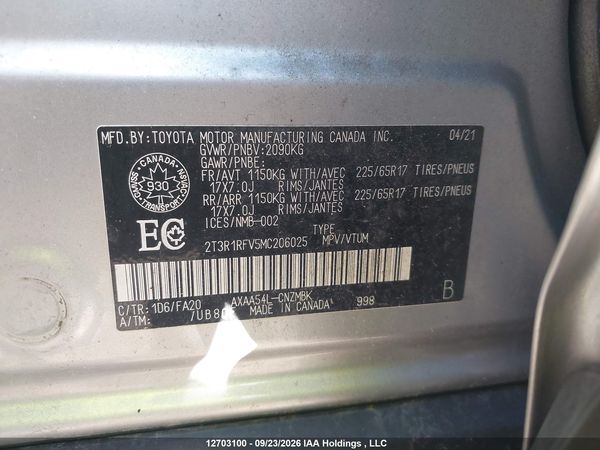 2021 TOYOTA RAV4 XLE HV — I18