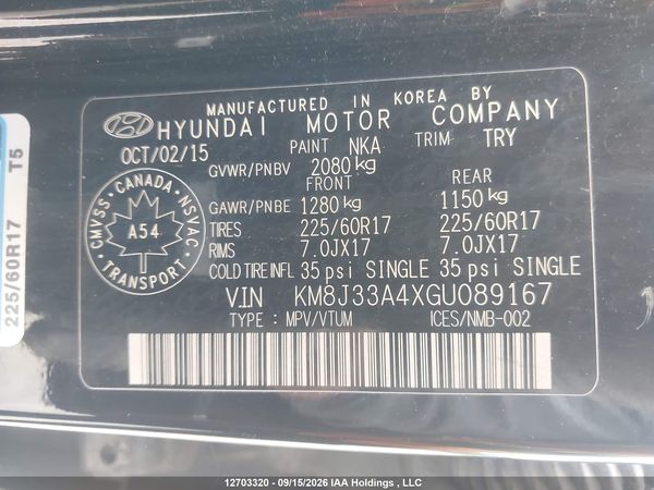 2016 HYUNDAI TUCSON LIMITED/SPORT AND ECO/SE — I19