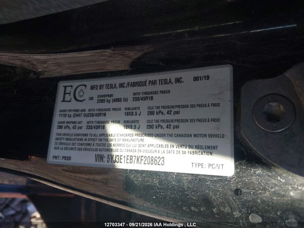 2019 TESLA MODEL 3 — I20