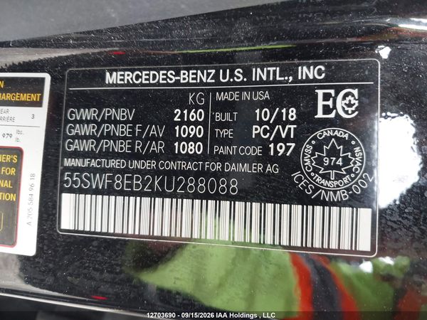 2019 MERCEDES-BENZ C 300 4MATIC — I9
